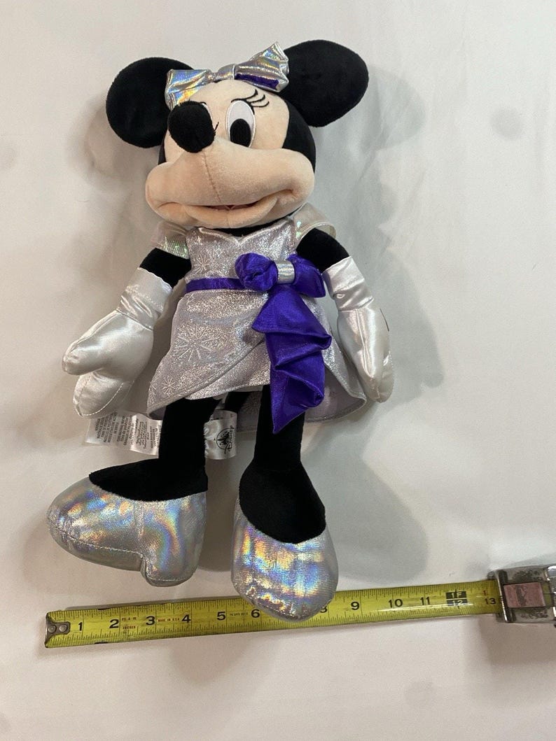 Disney 100 Years of Wonder Minnie Mouse Plush Silver Iridescent Purple 18" 2023 image 10