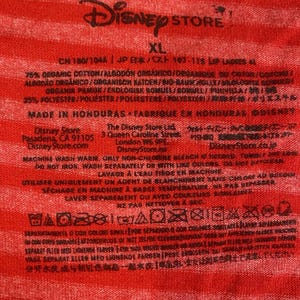 Disney Store Mickey Mouse XOXO Striped V-Neck T-Shirt XL Red Organic Cotto image 6