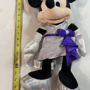 Disney 100 Years of Wonder Minnie Mouse Plush Silver Iridescent Purple 18" 2023 image 11