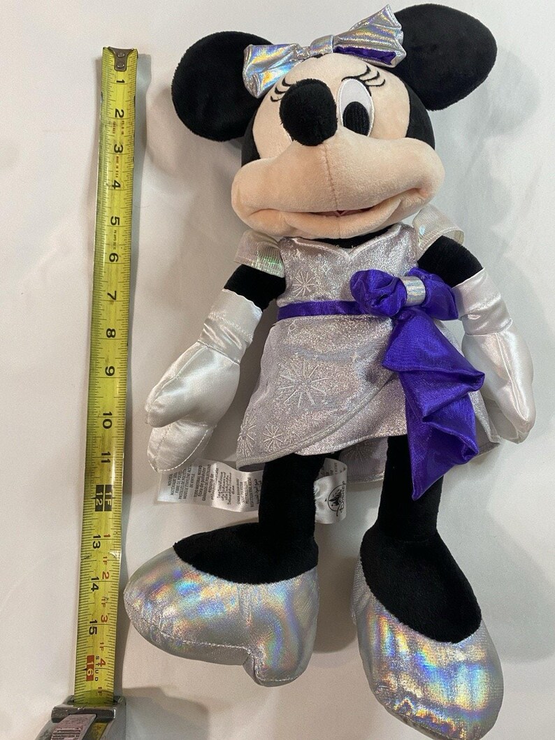 Disney 100 Years of Wonder Minnie Mouse Plush Silver Iridescent Purple 18" 2023 image 11