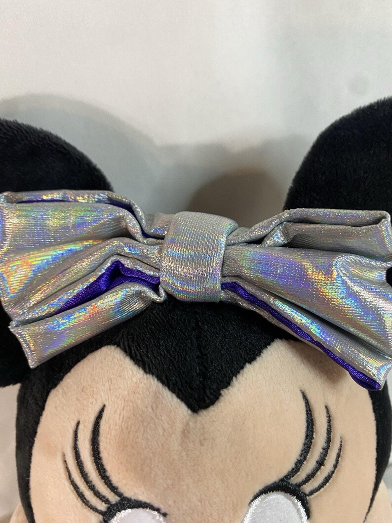 Disney 100 Years of Wonder Minnie Mouse Plush Silver Iridescent Purple 18" 2023 image 9