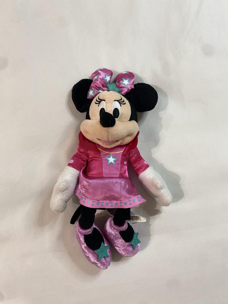 Disney Junior Minnie Mouse Star Bow-Fabulous Plush Pink Purple Sparkle 9" Toy image 1