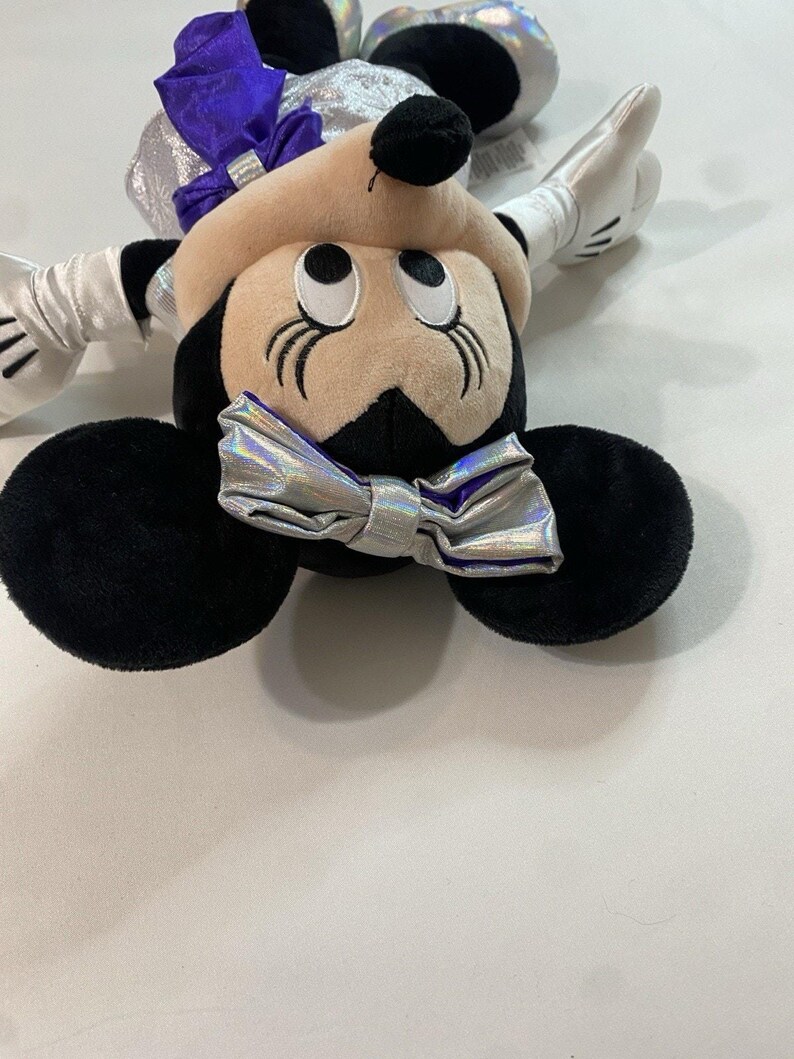 Disney 100 Years of Wonder Minnie Mouse Plush Silver Iridescent Purple 18" 2023 image 3