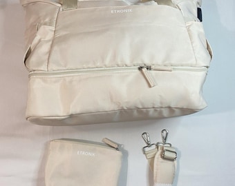 ETRONIK Weekender Bag Womens Travel Duffel Set Cream Shoe Compartment Carry On