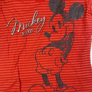 Disney Store Mickey Mouse XOXO Striped V-Neck T-Shirt XL Red Organic Cotto image 2