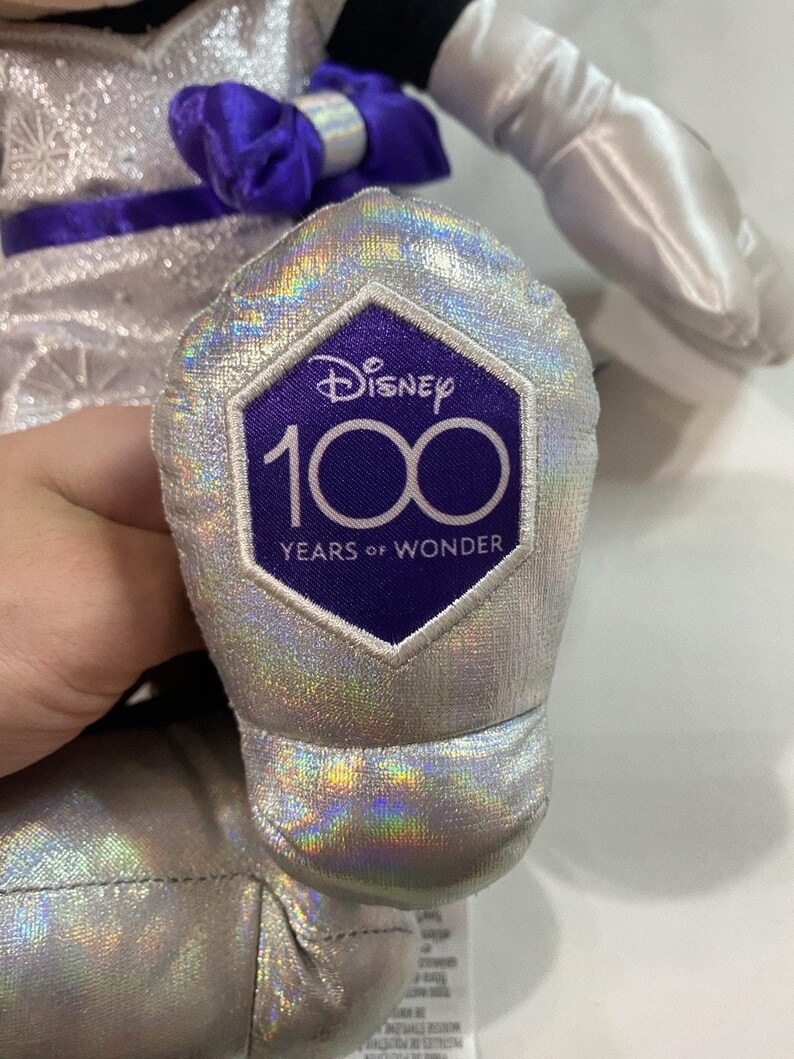 Disney 100 Years of Wonder Minnie Mouse Plush Silver Iridescent Purple 18" 2023 image 8