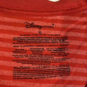 Disney Store Mickey Mouse XOXO Striped V-Neck T-Shirt XL Red Organic Cotto image 3