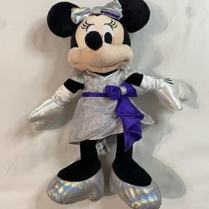 Disney 100 Years of Wonder Minnie Mouse Plush Silver Iridescent Purple 18" 2023 image 1