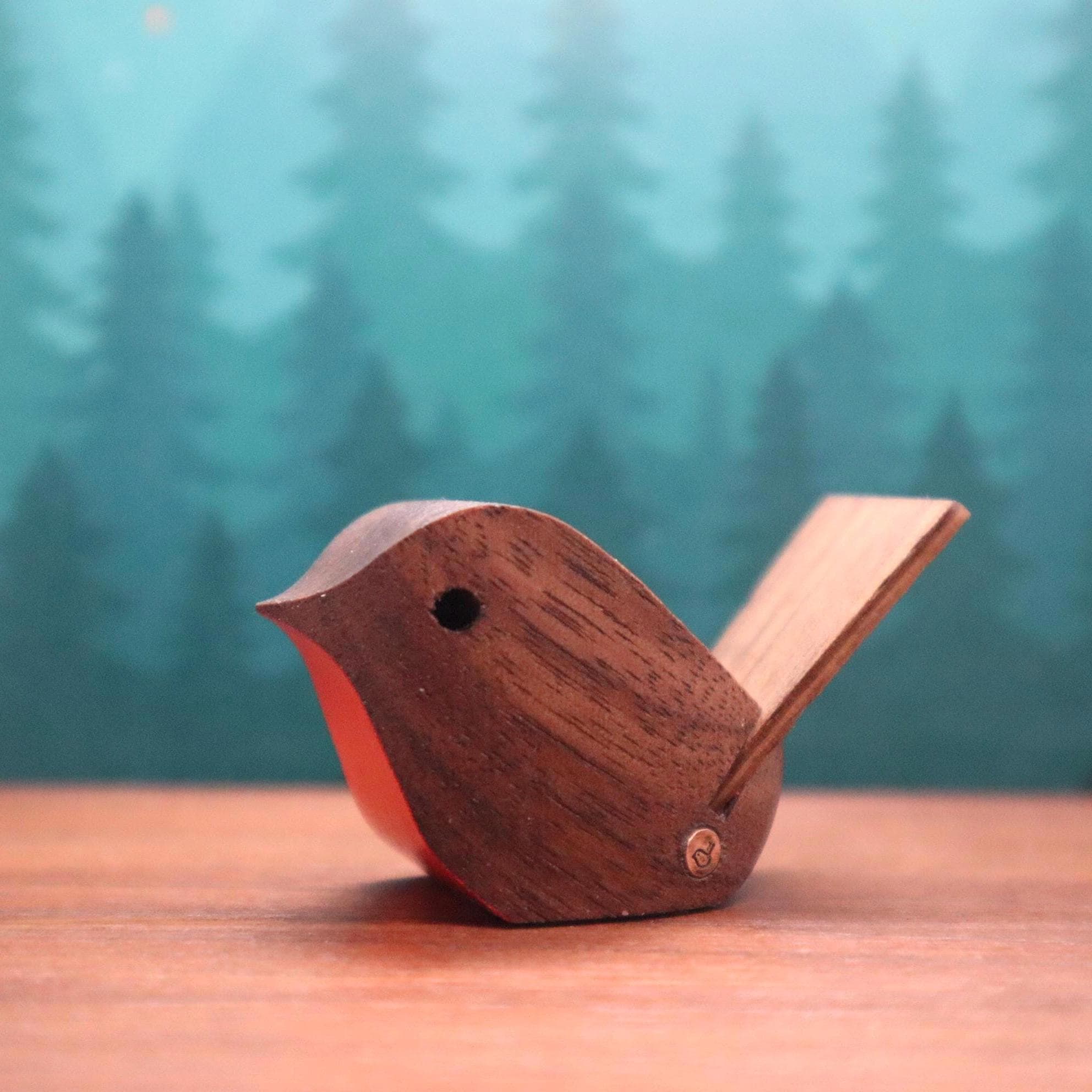 Sculpture bois artisanale oiseau échassier - Décoration