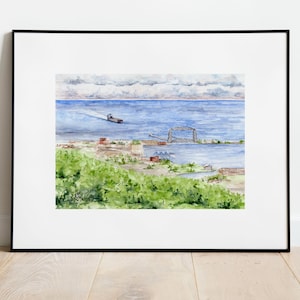 Duluth Aerial Lift Bridge Watercolor Art Print: Minnesota North Shore Giclee