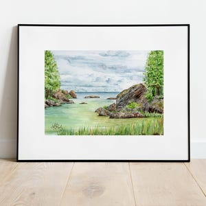 Lake Huron Michigan, Michigan Art Print, Great Lakes MI, Narnia Trail, Upper Peninsula Michigan, Cedarville MI, Unframed Giclee Print