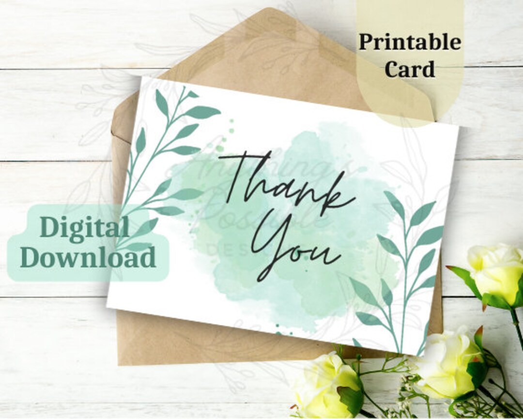 7x5 Printable Thank You Card - Etsy