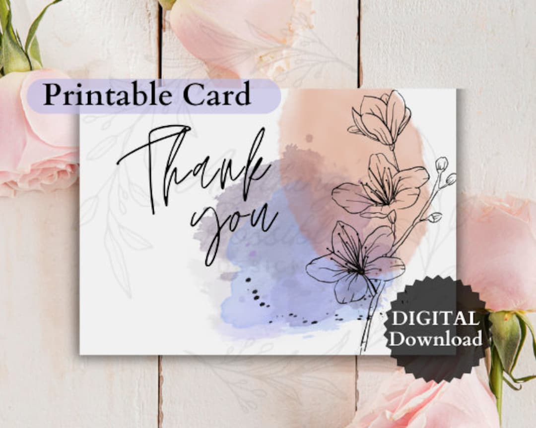 7x5 Printable Thank You Card - Etsy