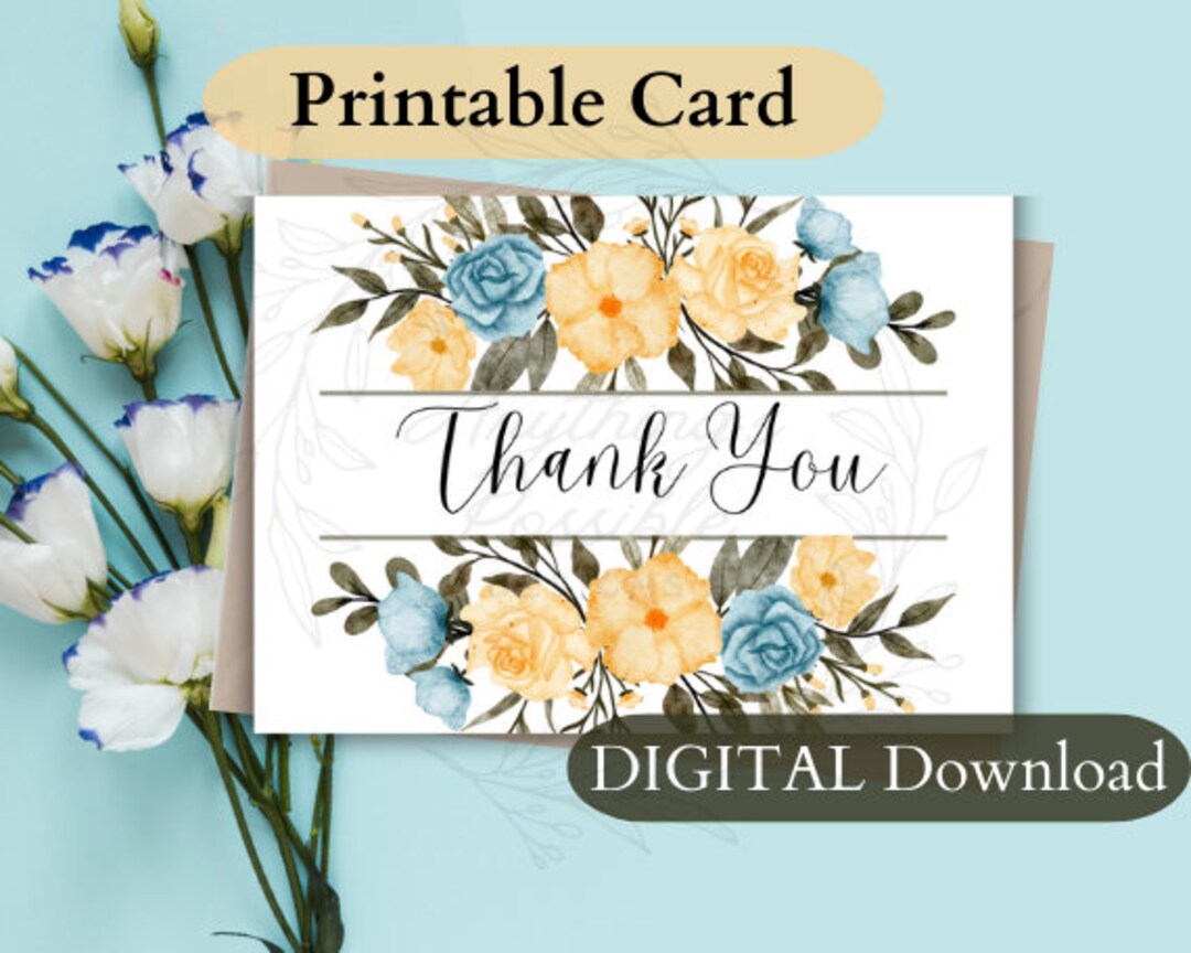 7x5 Printable Thank You Card - Etsy