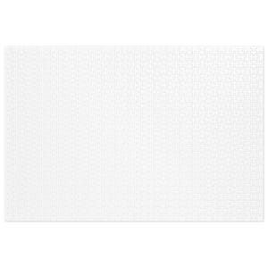 May include: A rectangular, all-white jigsaw puzzle. The puzzle is composed of many small, interlocking pieces, creating a uniform texture across the entire surface. The pieces are all the same shape and size.