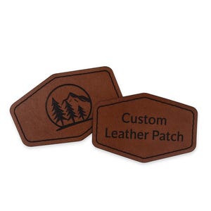 Iron on leather patch, custom decal patch, custom logo, faux leather patch, laser engraved leather patch