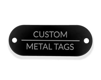 Etiquetas metálicas de aluminio grabadas: etiquetas personalizadas de identificación, activos o servicios públicos (2 x 0,75 pulgadas)