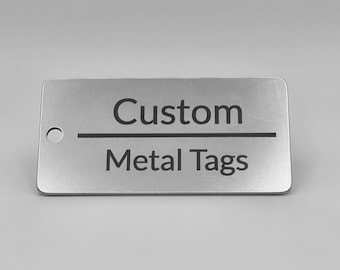 Etiquetas metálicas de acero inoxidable grabadas: etiquetas personalizadas de identificación, de activos o de servicios públicos (2 x 1 pulgada)