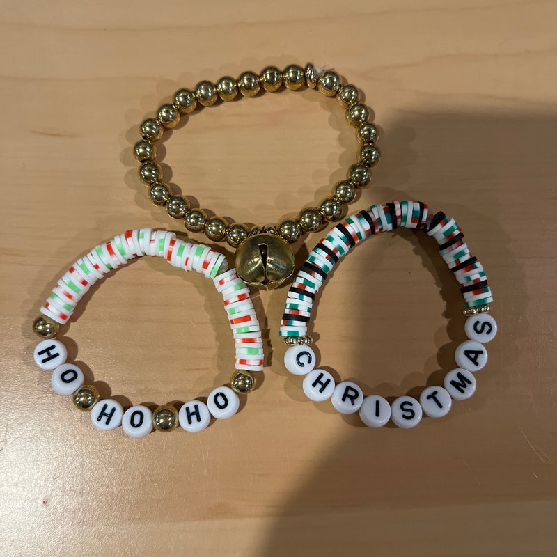 Christmas Clay Bead Bracelets - Etsy