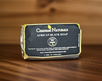 4oz Raw African Black Soap Bar From Ghana, 100% Natural Organic Unrefined For Body, Face, Skin, Hair, Shampoo,