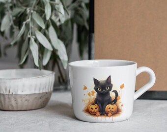 Cute black cat Halloween coffee mug