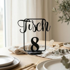 Individual table numbers, personalized number stands for weddings & birthdays - elegant design, weighted, stable, windproof