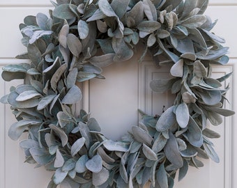 Lamb's Ear Wreath for Front Door, Candle Ring, All Season Greenery Wreath, Housewarming Gift, Cottagecore, Mini Wreath, Farmhouse Decor