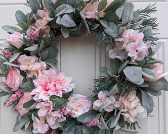 Spring and Summer Wreath, Lambs Ear Wreath, Front Porch Decor, Cottage Core, Farmhouse Decor, Housewarming Gift, Present for Wife or Mom