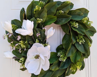 Spring and Summer Wreath, Front Door-Porch-Deck-Patio Wreath, Cottage Core, Farmhouse, Housewarming Gift, Wedding, Shower, Gift for Mom-Wife