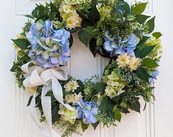 Spring and Summer Wreath, Front Door-Porch-Deck-Patio Wreath, Cottage Core, Farmhouse, Housewarming Gift, Wedding, Shower, Gift for Mom-Wife