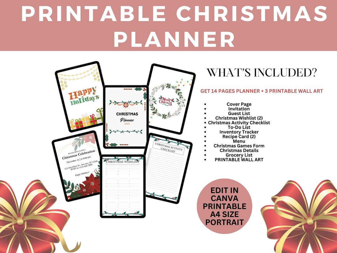 Printable Christmas Planner Printable Wall Art Christmas 2023 - Etsy UK