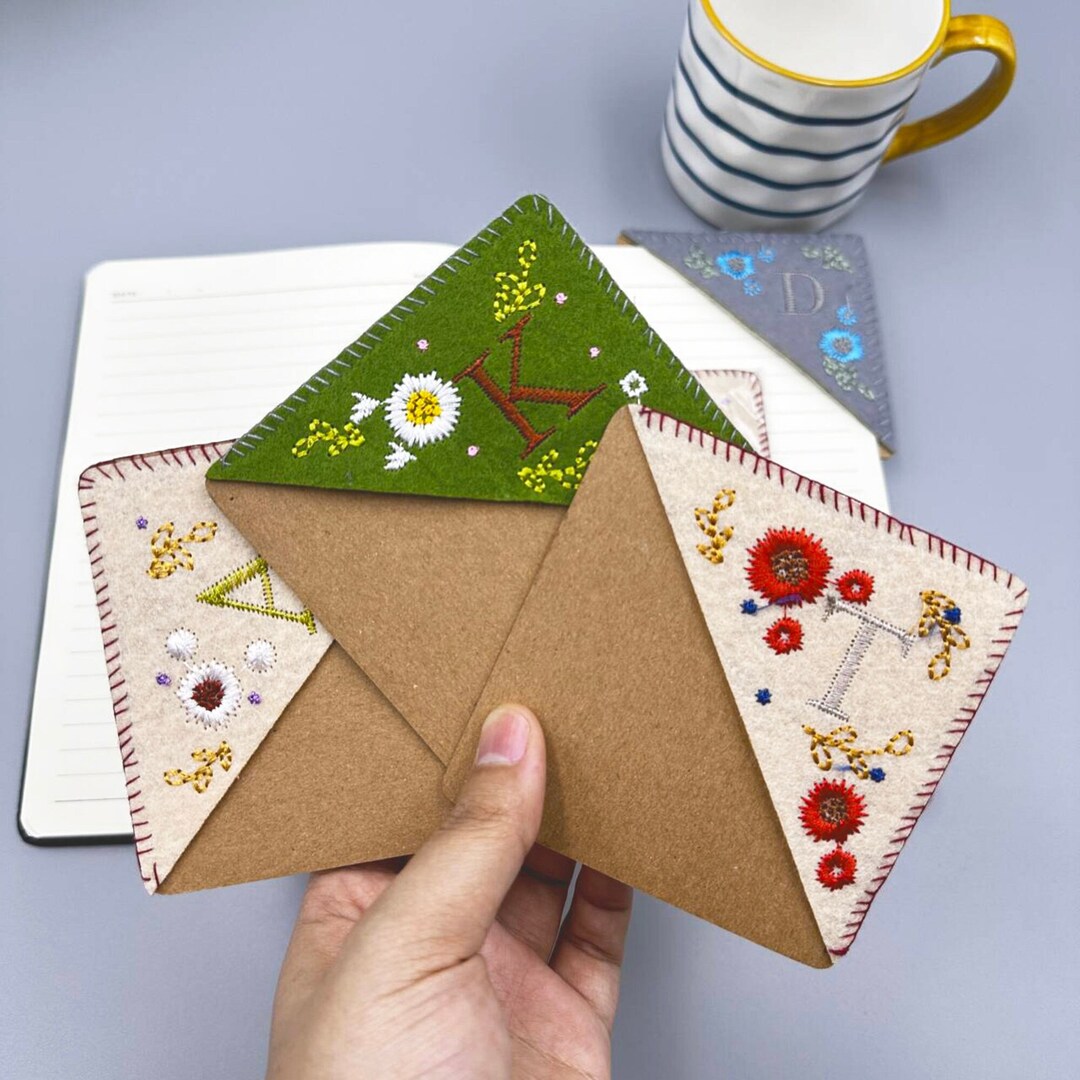 Personalized Hand Embroidered Corner Bookmark Handmade Bookmark Felt ...