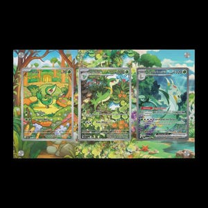 Snivy Servine Serperior EX - Grande vitrine d'illustrations Pokémon exclusive