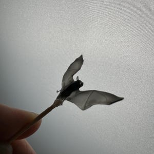 Realistic looking 1:12, 1/6 scale Miniature bat -  for horror diorama, dollhouse, arts and crafts replica animal bugs black (Set of 2,10)