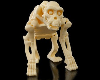Articulated 3D Printed Skeleton Chimp - Movable Anatomical Chimpanzee Model, Gothic Skeleton Decor