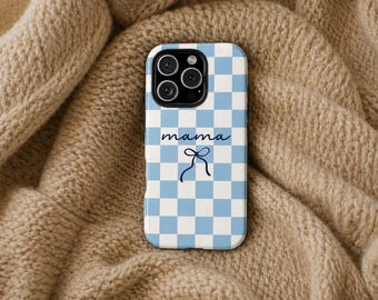 Mamma Rosett Mobilskal | Blå gingham mammadesign