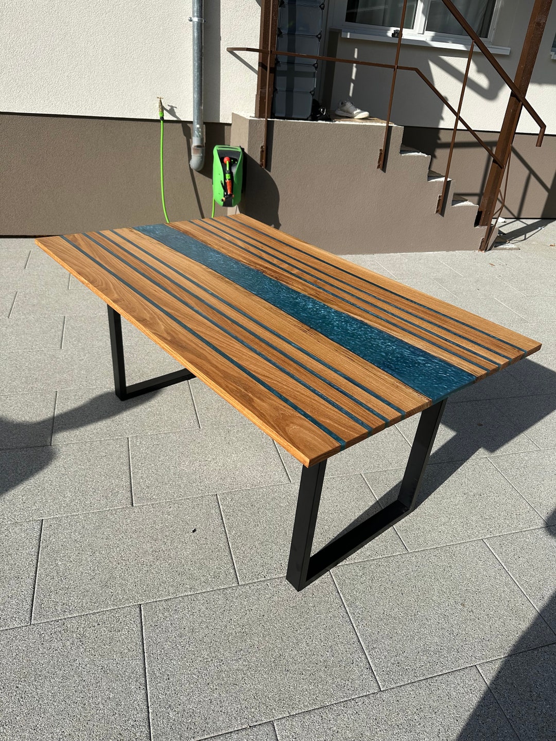 Dining Table in Solid Oak and EPOXY - Etsy Australia