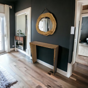 Solid oak entrance console with mirror