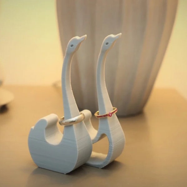 2x 3d printed swan ring holders