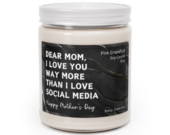 Fun Dear Mom I Love You Mother's Day Citrus Scented Candle, grapefruit amazing mother citrus candle, awesome mother candle, colorless candle