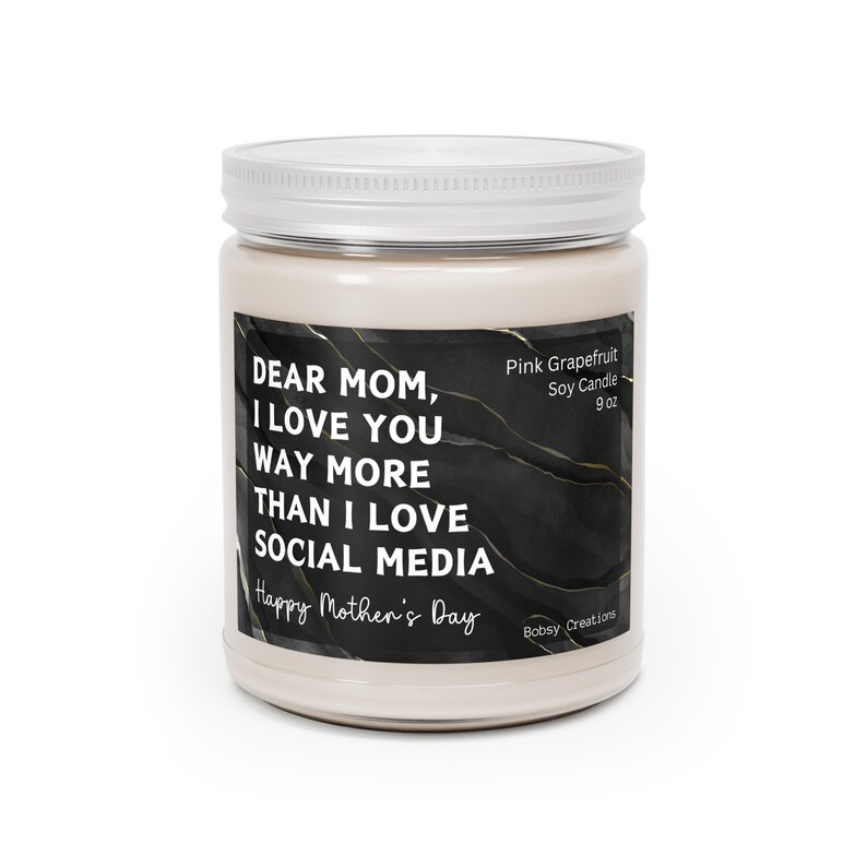 Fun Dear Mom I Love You Mother's Day Citrus Scented Candle, grapefruit amazing mother citrus candle, awesome mother candle, colorless candle image 1