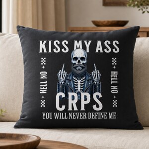 CRPS Awareness Throw Pillow for Him, Sarcastic Skeleton Chronic Pain Gift