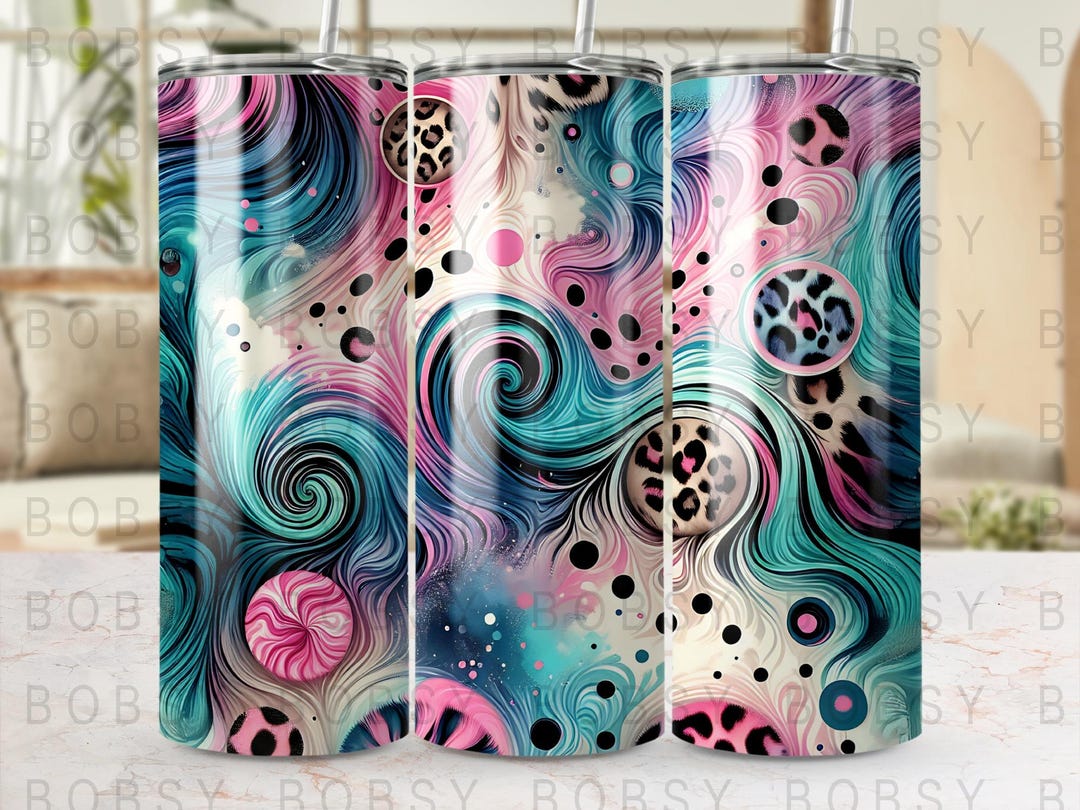 Pink Leopard Tie Dye Tumbler Wrap, 20 Oz Skinny Sublimation (digital ...