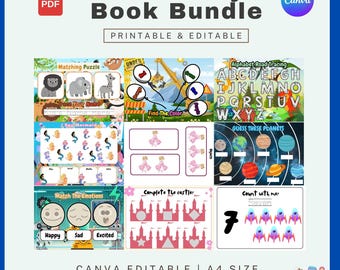Kids Busy Book Bundle, Kids Activity Pack, Printable Activity Sheets, Holiday Activity, Kids Coloring Pages, Summer Activities, CANVA Book