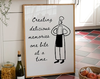 Foodie Art, Restaurant Poster, Modern Kitchen Wall Art, Aesthetic Kitchen Decor, Cute Cooking Art Print, Chef Wall Art DIGITAL DOWNLOAD