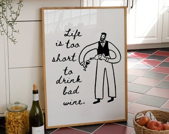 Sommelier print, wijn print, bar kar kunst aan de muur, wijn poster, drinken offerte print, wijn club poster, Cin Cin trendy keuken digitale DOWNLOAD