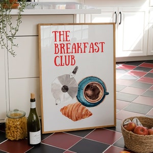 The Breakfast Club Print, Retro Dinning Room Wall Art, Foodie Art, Breakfast Poster, Maximalist Kitchen Decor, Coffee Print DIGITAL DOWNLOAD