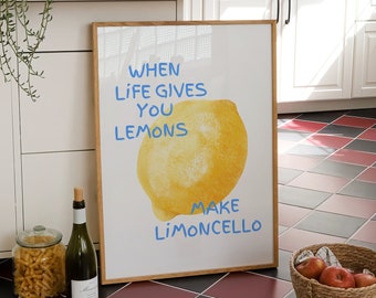 Bar Cart Printable Art, Minimalist Bar Cart Decor, Modern Bar Cart Wall Art, Aesthetic Kitchen Decor, Lemon Art Print, Limoncello Poster