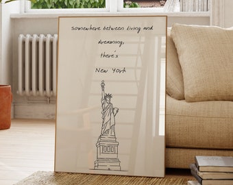 Aesthetic New York Art Print, NYC Wall Art, New York City Poster, Minimalist New York Art, New York Decor, NYC Statue of Liberty Digital Art