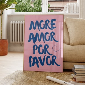 Maximalist Poster, More Amor Por Favor Wall Art, Modern Colorful Eclectic Pink Wall Art, Trendy Printable Art, Instant download, Love Quote